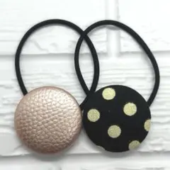 【396】ハンドメイド38mm くるみボタン　ヘアゴム