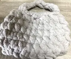 ハンドメイド ふわふわふわジャイアントヤーングレー トートバッググレー系