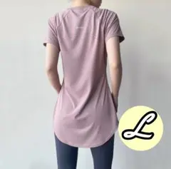 ピンク ヨガウェア ジム tシャツ 半袖 ピラティス 体型カバー L