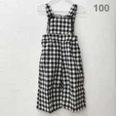 チェックサロペット　ギンガムチェック　100