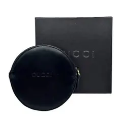 GUCCI グッチ ブラック レザー コインケース 丸型