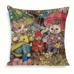 猫のイラスト座布団カバー 45cm