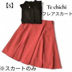Techichi フレアスカート S オレンジ オフィス 韓国風 キレイめ