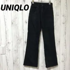 【UNIQLO】ユニクロジーンズ　レディース　ハイウエスト　黒デニム　フレア