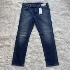 未使用タグ付き ユニクロ スリムフィットダメージジーンズ 33 Blue