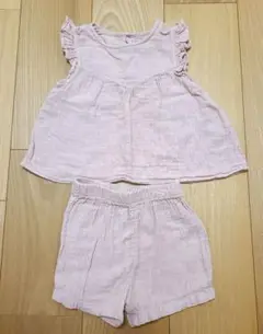 プチバトー　オーガニックコットンセットアップ　ピンク　24m/86cm