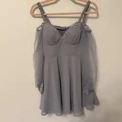 sugar グレー シフォン ドレス