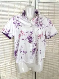 シーサーかりゆしレディース　綿100% 白/紫　Shisa デュランタ