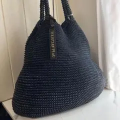 【美品】Christian peau カゴバッグ　本革メッシュ　レザー　黒