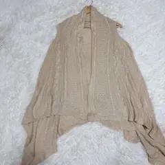 【Nanea】（F）ベージュ ノースリーブ カーディガン レディース