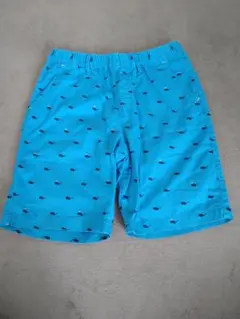 クジラプリントの青いパンツ 100cm