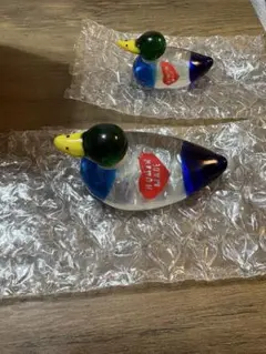 HUMAN MADE DUCK PAIR GLASS FIGURINE