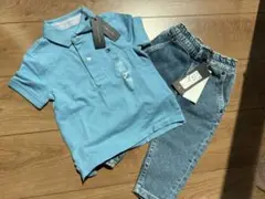 Tommy Hilfiger 水色ポロシャツ デニムパンツセット　2-3歳用