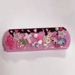 ❤︎現品❤︎ ミラー付き コームデコ 量産型 平成女児 チョコ ピンク ハンドメイド