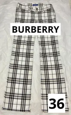 ❤️ BURBERRY バーバリーブルーレーベル 皮ロゴ　36 ストレート