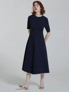 Ballsey ダブルフェイスドットステッチクルーネックワンピース ボールジィ