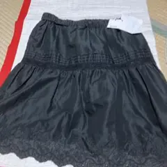 新品保管品　レディース　ROPE 黒の綿レーススカート　M ウエスト総ゴム　薄手