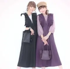 QVC☆アンドラブ♡クチュールふりるLOVEジャンスカ☆ディーププラムM
