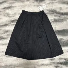 【新品】LOST DESSAU &CO フレアスカート　ひざ丈　ストライプ　黒