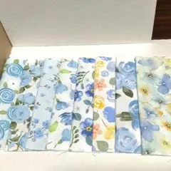 はぎれ 花柄 青 20×25 8枚まとめ売り