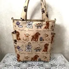 トイプードル　ハンドメイド　サイドポケット付き　トートバッグ