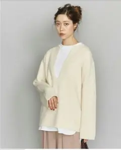 ビューティー＆ユース　深Vニット　ウールカシミヤ　B＆Y