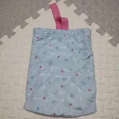 水色 ハート 星 プリント 靴袋