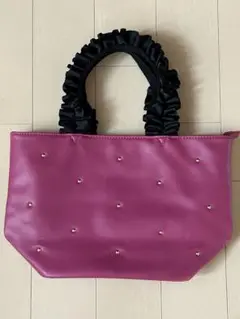 【美品】フリルハンドル ★ピンク★トートバッグ★ファスナー付き