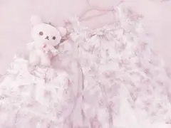 リズリサ ローズリボンシフォンセットアップ ホワイト