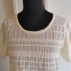 morningcalm モーニングカーム タックレース 半袖Tシャツ 綿100％