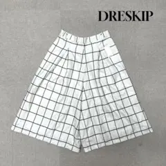 ★新品★ DRESKIP ガウチョパンツ　チェック柄　ホワイト　Lサイズ