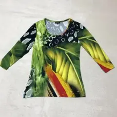 【匿名配送】ESCADA エスカーダ 総柄長袖ロンT マルチカラー 38