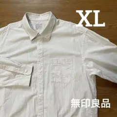セール！無印良品 メンズ 洗いざらしブロード長袖シャツ XL グレー