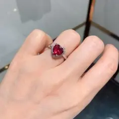 ハートリング ルビー 人工 ハートシェイプ ジルコニア