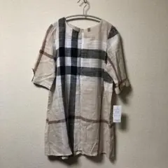 【新品】SANS FINのチェック チュニック トップス 半袖