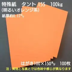 特殊紙タント100kg（明るいオレンジ系）はがき100×150㍉、100枚