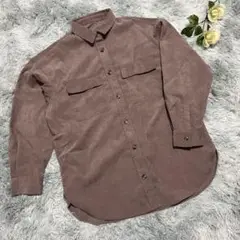 【GU】 (M) シャツ ブラウン系 無地 オシャレ ポケット オーバーサイズ