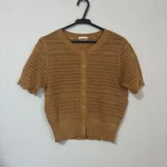 【夏物SALE】 透かし編み 半袖カーディガン