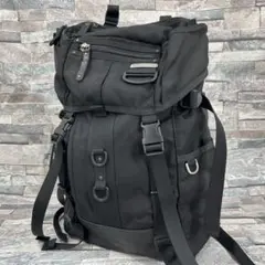 【良品】TOUGH バックパック BLACK ナイロン×レザー 多収納 多機能 良品】TOUGH バックパック BLACK ナイロン×レザー 多収納 多機能