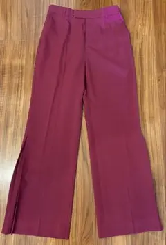 INDIVI バーガンディ スリット入りワイドパンツ