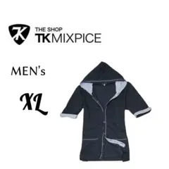メンズXLサイズ TK MIXPICE 半袖 鹿の子フーディシャツ navy