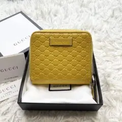 【極美品】GUCCI 二つ折り マイクロシマ GG ラウンド イエロー