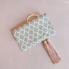 ハンドメイド　お念珠入れ　お数珠入れ　モロッカン　ライトグレー