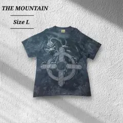 THEMOUNTAINタイダイTシャツ龍十字架モノトーン雰囲気系ブラックフェード