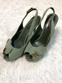 LV Louis Vuitton スエード ヒール サンダル