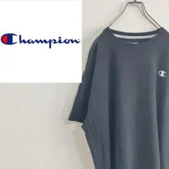 【US古着】チャンピオン　ワンポイント　ロゴ刺繍　Tシャツ　黒　XL