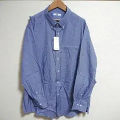 新品 ユニクロ ファインクロスシャツ 柄 ボタンダウン ストライプ