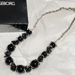 INGEBORG シルバー ブラックビーズネックレス 箱付き