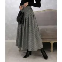 Royal party ハイウエスト ロングフレアスカート ドット