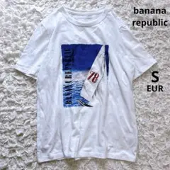 バナナリパブリック　ヨットグラフィック柔らかい素材のプリント半袖Tシャツ（M）